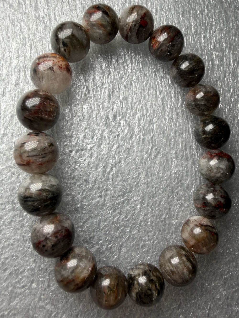 Unique 10MM Thousand Layer Phantom Quartz Natural Crystal Bracelet